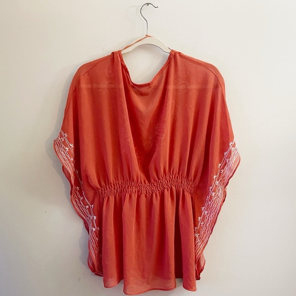 Boho Chic Y2k Embroidered Batwing Blouse Fairycore Summer Casual Western - Picture 2 of 6